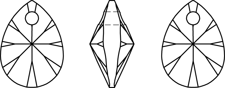 Swarovski Crystal Pendants - 6128 - Mini Pear Line Drawing